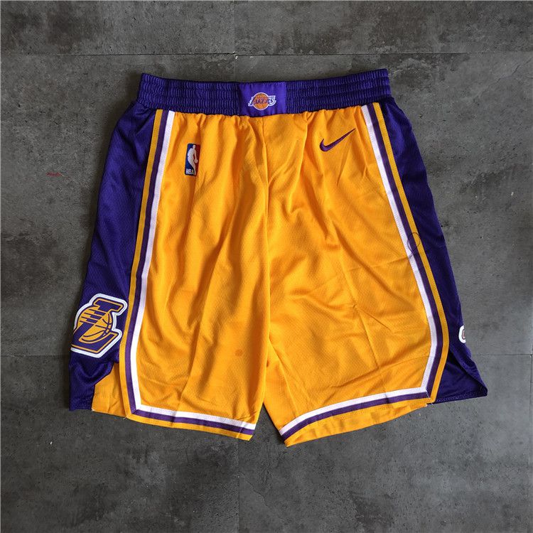 Men NBA Los Angeles Lakers yellow Nike Shorts 04162->los angeles lakers->NBA Jersey